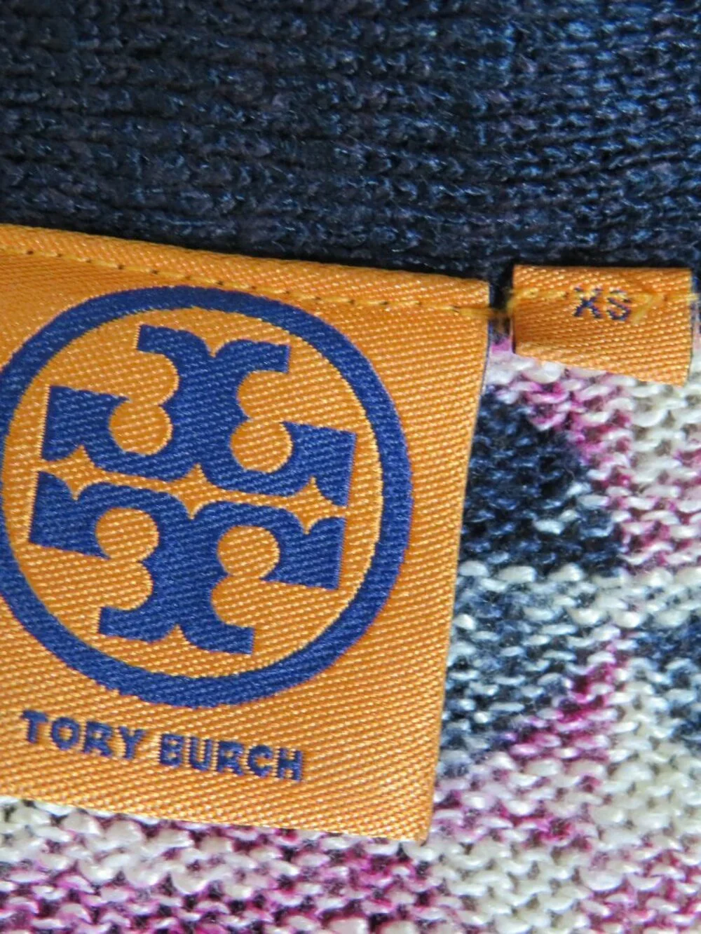 Tory Burch size XS Floral Print Linen Blend Cardigan Jumper Lightweight V Neck